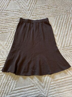 St. John Classic Brown A-Line Skirt - Women's Flared Hem